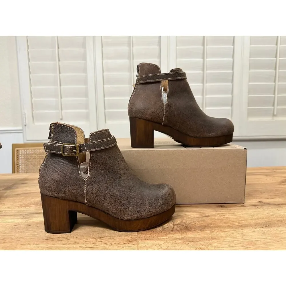 Californians Jordyn Wedge Boots Dark Brown Leather Size 10 NWOB Versatile Comfy
